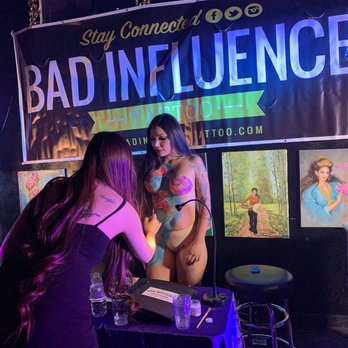 XO Night Club - Supporting my friend doing body painting on a model - Lounges Near Me - Westminster, California