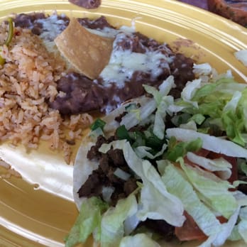 Esther's Taco House - Rice, Beans and Carne Asada Taco, to much lettuce on the tacos, I also had a carnitas taco. Don't waste your money. - Mexican Near Me - Placentia, California
