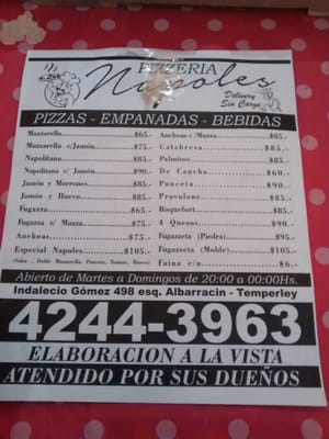 Menu photo 1 Pizzería Nápoles Temperley, C