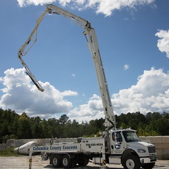 Columbia County Concrete - Our 38 meter boom pump truck makes though jobs with tight areas a breeze! - Building Supplies Near Me - Grovetown, Georgia Columbia County Concrete - Our 38 meter boom pump truck makes though jobs with tight areas a breeze! - Building Supplies Near Me - Grovetown, Georgia