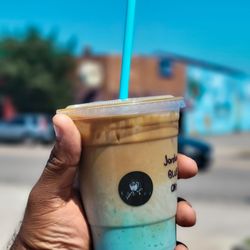 Kobros Coffee - Iced Butterfly Peaflower & Vanilla Latte w/ Oatmilk