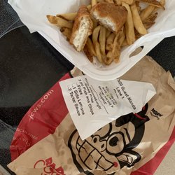 JCW's - "fish" and chips from JCWS. What kind of fish is this? Minced? If it's minced fish don't sell it at a fillet price.