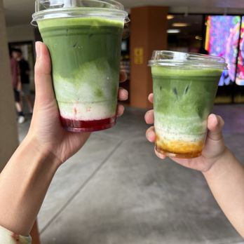 Ceré Tea - Left: strawberry matcha with extra shot Right: mango matcha - Bubble Tea Near Me - Milpitas, California Ceré Tea - Left: strawberry matcha with extra shot Right: mango matcha - Bubble Tea Near Me - Milpitas, California