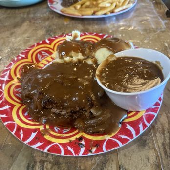 Copeland's Cafe - Hanbirger steak double order of mash potatoes - American Near Me - Seymour, Texas Copeland's Cafe - Hanbirger steak double order of mash potatoes - American Near Me - Seymour, Texas