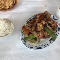 China Palace - Spicy Bourbon Chicken & excellent Jasmine rice.