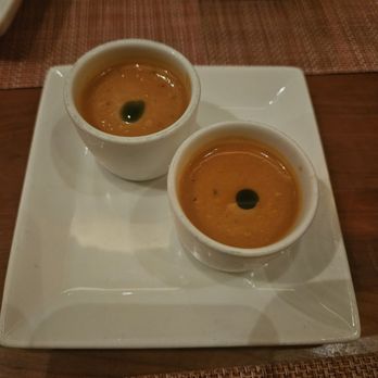 Craft - Amuse-bouche of watermelon gazpacho with parsley oil - New American Near Me - New York, New York