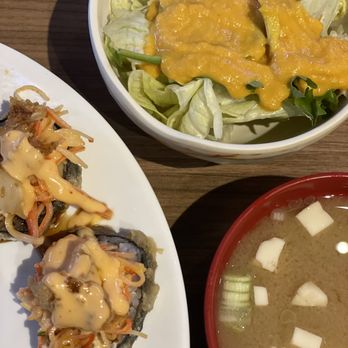 Fancy Sushi - Fire Cracker Roll, Garden Salad & Miso Soup - Japanese Near Me - Clermont, Florida