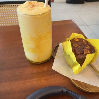 Ngatso Cafe - Mango Lassi and Banana Walnut Muffin --- Fireeee - Coffee & Tea Near Me - Woodside, New York Ngatso Cafe - Mango Lassi and Banana Walnut Muffin --- Fireeee - Coffee & Tea Near Me - Woodside, New York