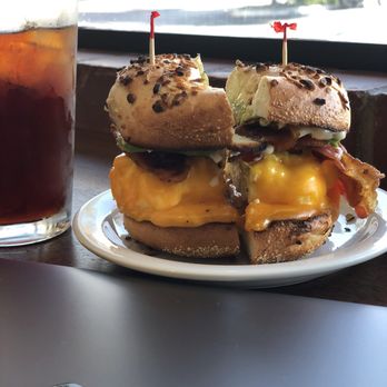 Lighthouse Coffee - Breakfast sandwich on a Bagel with Iced coffee - Coffee & Tea Near Me - Santa Barbara, California Lighthouse Coffee - Breakfast sandwich on a Bagel with Iced coffee - Coffee & Tea Near Me - Santa Barbara, California