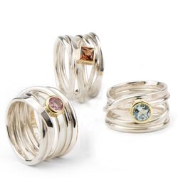 Wrap rings in sterling silver by Dorothee Rosen.