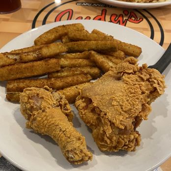 Judy's Cafe - 2 Pieces Broasted Chicken Dinner with Side Fried Zucchini - American Near Me - Garland, Texas Judy's Cafe - 2 Pieces Broasted Chicken Dinner with Side Fried Zucchini - American Near Me - Garland, Texas