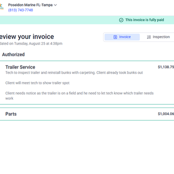 Mobile Marine Mechanic FL - Poseidon Marine - Invoice from Poseidon Marine - Boat Repair Near Me - Ruskin, Florida Mobile Marine Mechanic FL - Poseidon Marine - Invoice from Poseidon Marine - Boat Repair Near Me - Ruskin, Florida