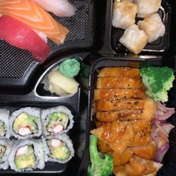 a variety of sushi and rolls