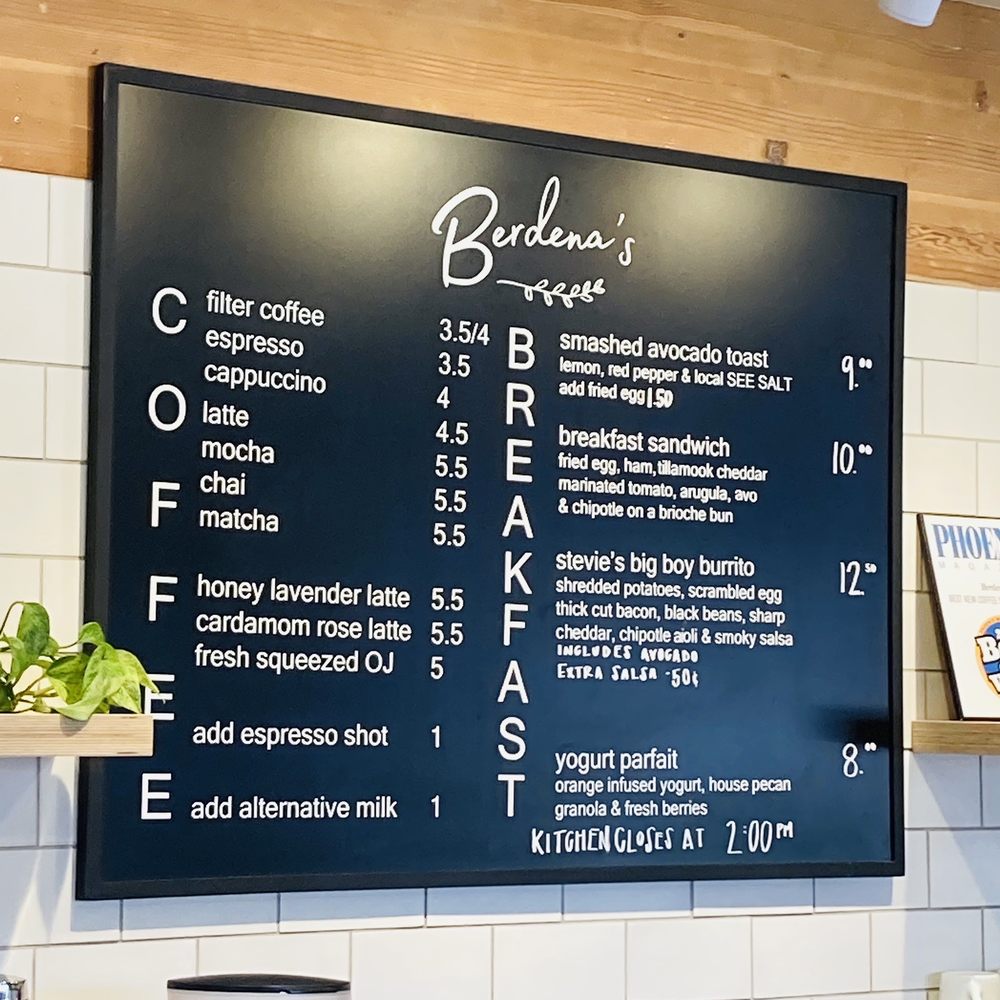 Berdena's - Menu - Coffee & Tea Near Me - Scottsdale, Arizona