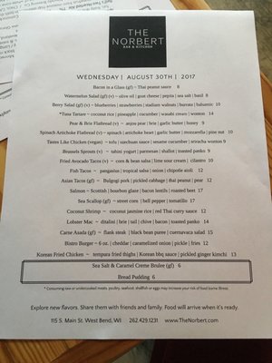 Menu photo 3 The Norbert West Bend, WI