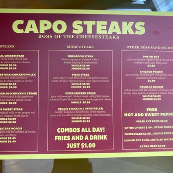 Capo Steaks - Menu - Fast Food Near Me - Cleveland, Ohio