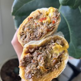 the inside of a burrito