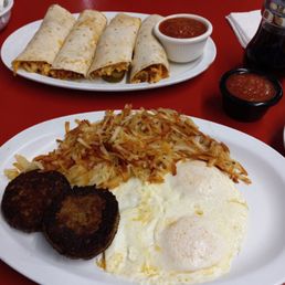 The Pitt Stop - $7.99 - 2 eggs, hash browns or bacon, sausage or ham, 2 pancakes plus salsa 0.50 The Pitt Stop - $7.99 - 2 eggs, hash browns or bacon, sausage or ham, 2 pancakes plus salsa 0.50
