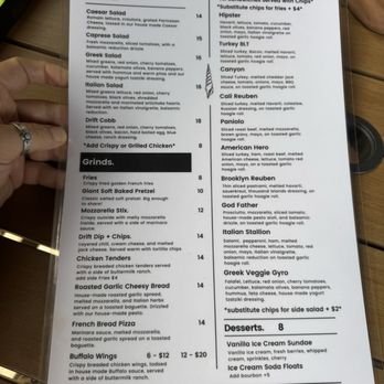 Drift - Menu - it's possible it could change, but def some good options! - Salad Near Me - Kalaheo, Hawaii