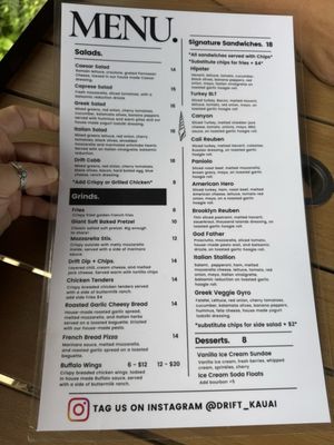 Menu photo 3 Drift Kalaheo, HI