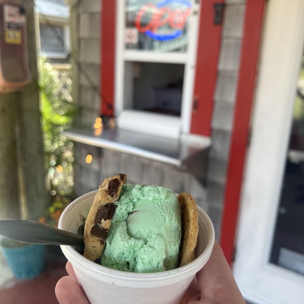 Ice Cream sandwich with Mint Moose Tracks Ice Cream sandwich with Mint Moose Tracks