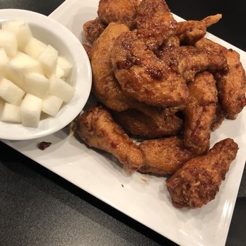 Bonchon Natomas - Soy garlic 20 pieces (wings) with side of pickled radish - Korean Near Me - Sacramento, California Bonchon Natomas - Soy garlic 20 pieces (wings) with side of pickled radish - Korean Near Me - Sacramento, California