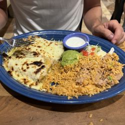 Boca Chica Restaurant - Chimichangas Americanas ($16.99) with refried beans.