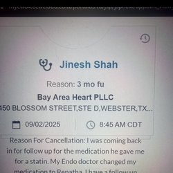 Bay Area Heart - I canceled my Appt on July 13th 2025 at 9:44AM. I gave my reason. You better not bill me.