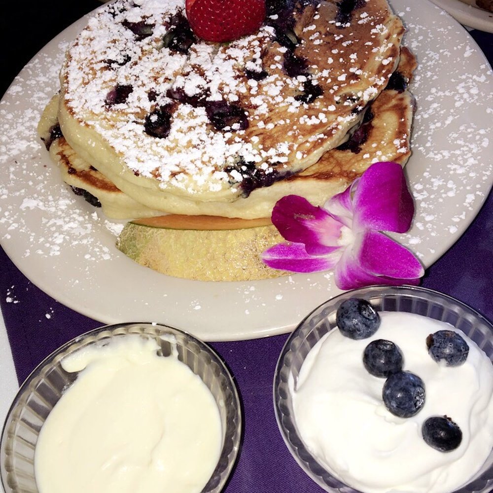 The Breakfast Cottage - Blueberry pancakes with lemon ricotta curd. Delicious!!!! - Breakfast & Brunch Near Me - Nokomis, Florida