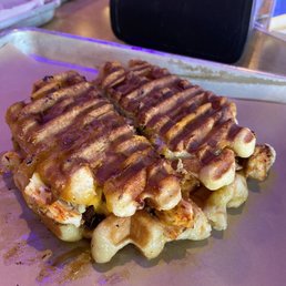 Hot chicken waffle sandwich. Hot chicken waffle sandwich.