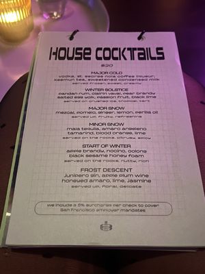 Menu photo 5 Moongate Lounge San Francisco, CA