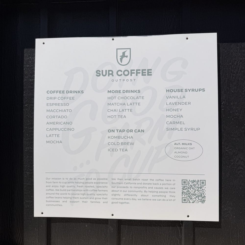 Sur Coffee - Menu 04/10/2026 - Coffee Roasteries Near Me - San Clemente, California Sur Coffee - Menu 04/10/2026 - Coffee Roasteries Near Me - San Clemente, California