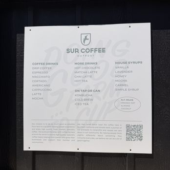 Sur Coffee - Menu 04/10/2026 - Coffee Roasteries Near Me - San Clemente, California
