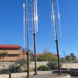 Vertical axis wind turbines.