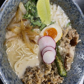 Ramen Del Barrio - Carnitas Tonkotsu with added egg - Ramen Near Me - Austin, Texas Ramen Del Barrio - Carnitas Tonkotsu with added egg - Ramen Near Me - Austin, Texas