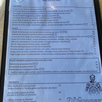La Goéliche - Menu in French - Hotels Near Me - Sainte-Pétronille, Quebec
