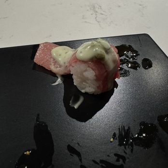 Tins - Fatty Bluefin Tuna with Creamy Cilantro Sauce and Kizami Wasabi - Sushi Bars Near Me - Houston, Texas Tins - Fatty Bluefin Tuna with Creamy Cilantro Sauce and Kizami Wasabi - Sushi Bars Near Me - Houston, Texas