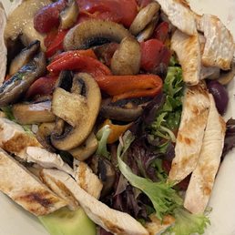 Mushroom, Roasted Pepper and Chicken Salad