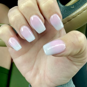 Polish Pros - Ombré pink and white Acrylic, short coffin-cut - Nail Salons Near Me - San Diego, California Polish Pros - Ombré pink and white Acrylic, short coffin-cut - Nail Salons Near Me - San Diego, California