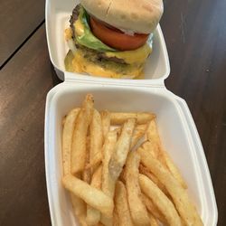Dave's Place - HuMangus Burger and fries ...