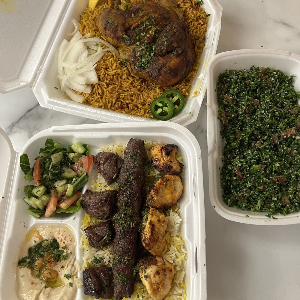 Yala Kabab Restaurant - Mandi - Chicken, Sawani Mix Kebab Platter (3 Skewers), Tabbouleh Salad - Mediterranean Near Me - Westminster, California Yala Kabab Restaurant - Mandi - Chicken, Sawani Mix Kebab Platter (3 Skewers), Tabbouleh Salad - Mediterranean Near Me - Westminster, California