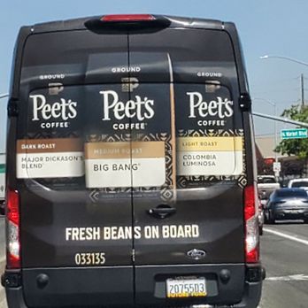 Peet's Coffee - Whoever this is, cut us off coming to a light just to be behind the OTHER PEETS coffee van that cut us off. - Coffee & Tea Near Me - Roseville, California