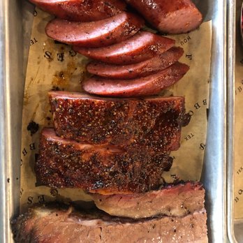 Feges BBQ - Mixed plate sausage, ribs , brisket - Barbeque Near Me - Houston, Texas