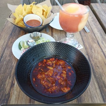 Paloma Suerte - Pozole with the house signature frozen - Mexican Near Me - Fort Worth, Texas Paloma Suerte - Pozole with the house signature frozen - Mexican Near Me - Fort Worth, Texas