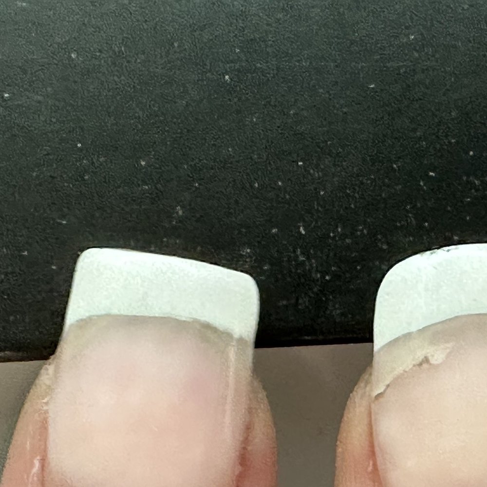 Leann's Nails - Both thumbs. Nails different shapes and white tips uneven. - Nail Salons Near Me - Alameda, California Leann's Nails - Both thumbs. Nails different shapes and white tips uneven. - Nail Salons Near Me - Alameda, California