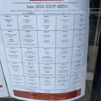 Subito - Soup Menu - Soup Near Me - Indianapolis, Indiana