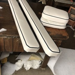 J & J Trim Shop - It cost $453.77 to recover two little cushions and these two little bump pads unbelievable he got me that's for damn sure but it is the last