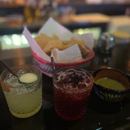 Hibiscus margarita and cucumber pineapple margarita.