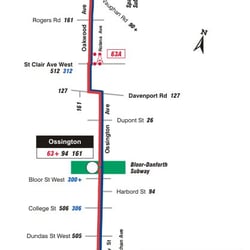 63 Ossington Bus - 63 Ossington route, from http://www.ttc.ca