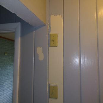 Ethridge Home Repair an Remodeling - Paint peeling off unprepared wood paneling little more than a week after painting. Started at light switches. Pulls off like plastic wrap. - General Contractors Near Me Ethridge Home Repair an Remodeling - Paint peeling off unprepared wood paneling little more than a week after painting. Started at light switches. Pulls off like plastic wrap. - General Contractors Near Me